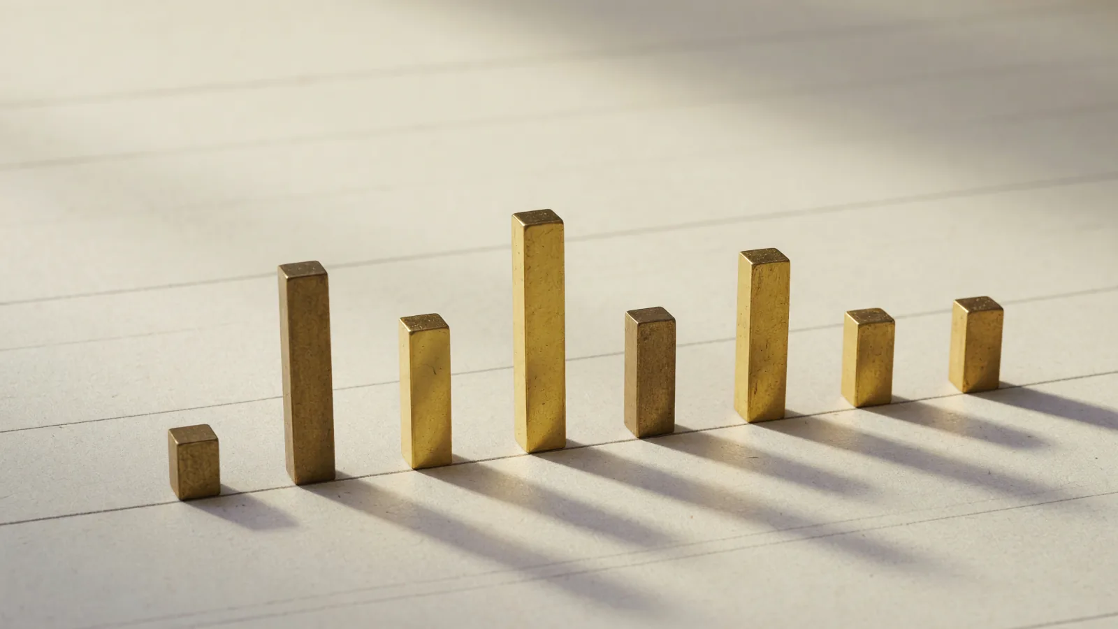 YouTube caption accuracy compared, shown as brass bars of different heights on paper